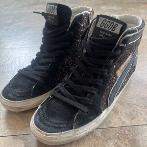 Golden Goose Slide Black and Brown Glitter 37